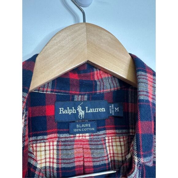 Ralph Lauren Shirt Mens Plaid Blair’s Long Sleeve 100% Cotton Size Medium - Picture 3 of 7